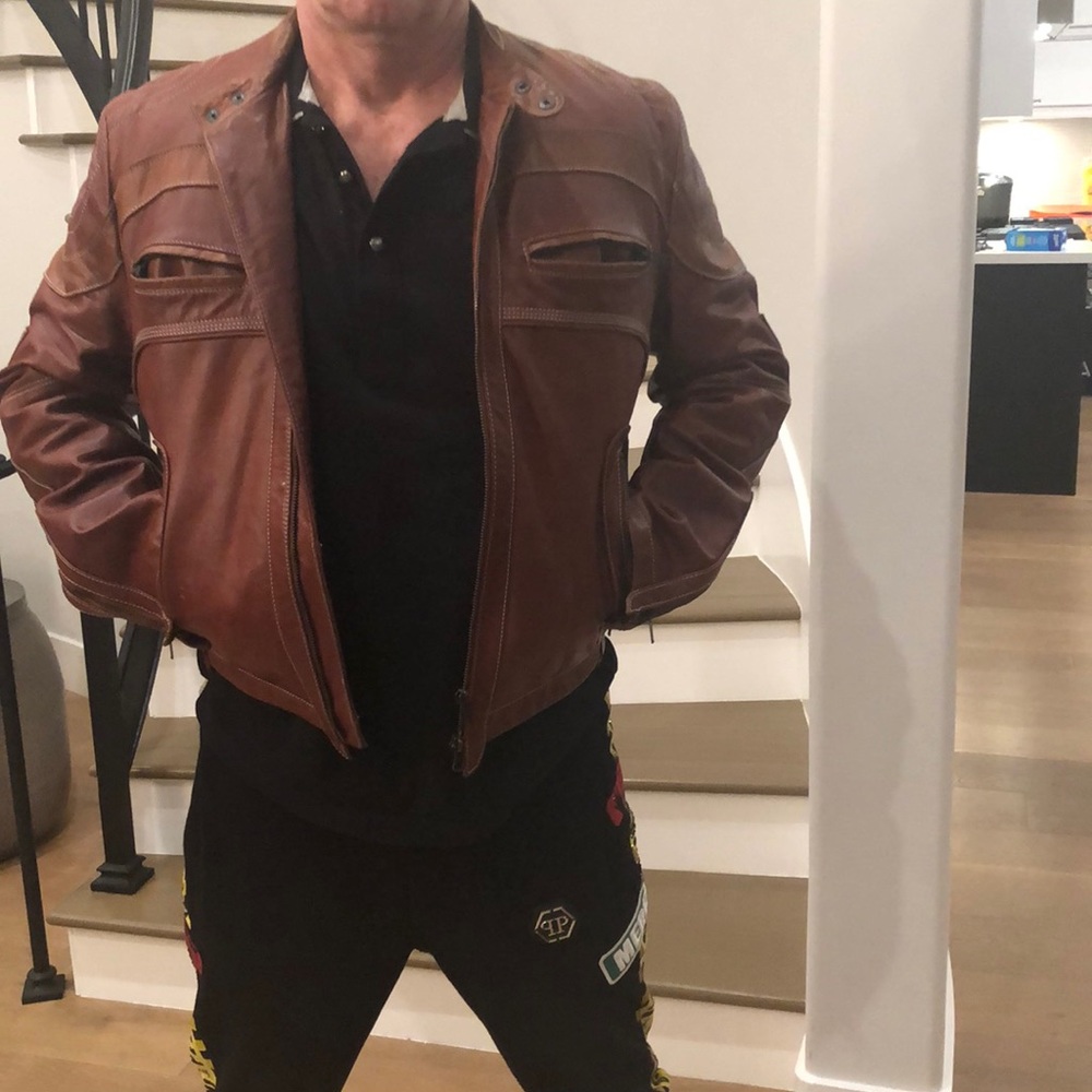Men biker leather jacket